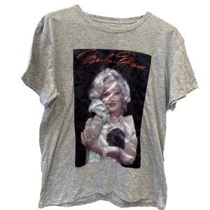 Marilyn Monroe Womens Short Sleeve T Shirt XL Light Gray Black Satin Pearl Trim